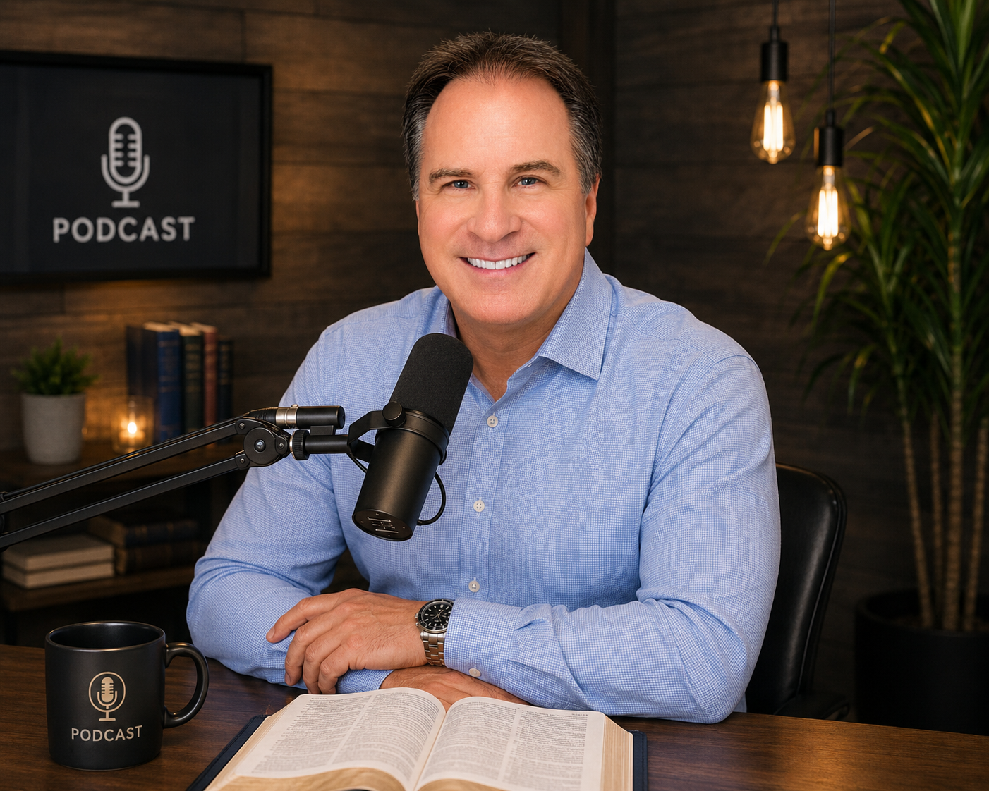Randy Shepard recording podcast